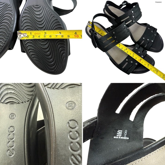 Ecco Touch 45 Strappy Black Leather Wedge Sandals Size 38/ US 7-7.5 - Picture 15 of 16
